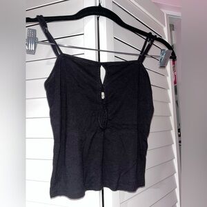 silence + noise Black Ribbed Keyhole Cami